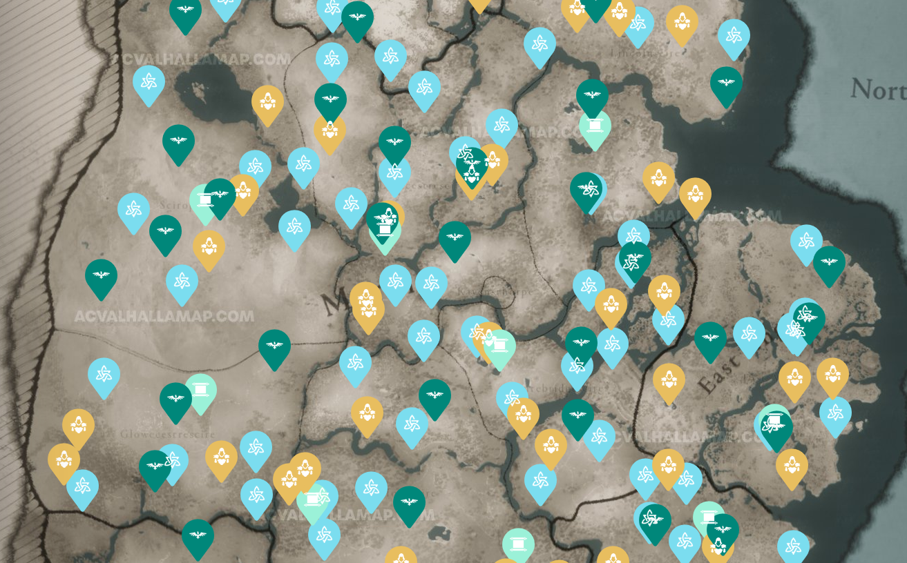 Interactive Map for Assassin's Creed Valhalla [UPDATE] - Full England map  with all collectibles and locations - link in comment : r/ACValhalla